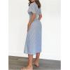 imageMakeMeChic Womens Summer Striped Button Down Shirt Dress Short Sleeve Midi DressesBlue and White
