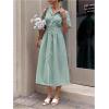 imageMakeMeChic Womens Summer Striped Button Down Shirt Dress Short Sleeve Midi DressesGreen