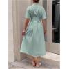 imageMakeMeChic Womens Summer Striped Button Down Shirt Dress Short Sleeve Midi DressesGreen