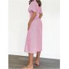 imageMakeMeChic Womens Summer Striped Button Down Shirt Dress Short Sleeve Midi DressesHot Pink