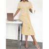 imageMakeMeChic Womens Summer Striped Button Down Shirt Dress Short Sleeve Midi DressesHot Yellow