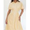 imageMakeMeChic Womens Summer Striped Button Down Shirt Dress Short Sleeve Midi DressesHot Yellow
