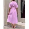 imageMakeMeChic Womens Summer Striped Button Down Shirt Dress Short Sleeve Midi DressesPink