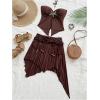 imageMakeMeChic Womens 2 Piece Y2k Outfit Starfish Strapless Tube Tops and Ruched Skirt SetBrown