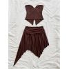 imageMakeMeChic Womens 2 Piece Y2k Outfit Starfish Strapless Tube Tops and Ruched Skirt SetBrown