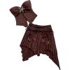 imageMakeMeChic Womens 2 Piece Y2k Outfit Starfish Strapless Tube Tops and Ruched Skirt SetBrown