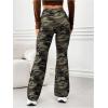 imageMakeMeChic Womens Camo Drawstring Pants Bell Bottom Trousers Active SweatpantsMulticolor Green