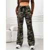 imageMakeMeChic Womens Camo Drawstring Pants Bell Bottom Trousers Active SweatpantsMulticolor Green