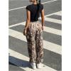 imageMakeMeChic Womens Camo Sweatpants Elastic Waist Casual Fall Loose Athletic Jogger Baggy PantsBrown