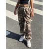 imageMakeMeChic Womens Camo Sweatpants Elastic Waist Casual Fall Loose Athletic Jogger Baggy PantsBrown