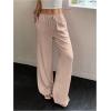 imageMakeMeChic Womens Casual Wide Leg Pants Summer Beach Palazzo PantsBeige