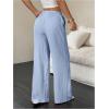 imageMakeMeChic Womens Casual Wide Leg Pants Summer Beach Palazzo PantsBlue