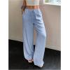 imageMakeMeChic Womens Casual Wide Leg Pants Summer Beach Palazzo PantsBlue