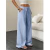 imageMakeMeChic Womens Casual Wide Leg Pants Summer Beach Palazzo PantsBlue