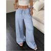 imageMakeMeChic Womens Casual Wide Leg Pants Summer Beach Palazzo PantsBlue