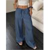 imageMakeMeChic Womens Casual Wide Leg Pants Summer Beach Palazzo PantsTeal Blue