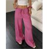 imageMakeMeChic Womens Casual Wide Leg Pants Summer Beach Palazzo PantsWatermelon Pink