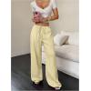 imageMakeMeChic Womens Casual Wide Leg Pants Summer Beach Palazzo PantsYellow