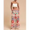 imageMakeMeChic Womens Floral Wide Leg Pants Beach Vacation High Waist Boho Palazzo TrousersMulticolor