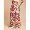 imageMakeMeChic Womens Floral Wide Leg Pants Beach Vacation High Waist Boho Palazzo TrousersMulticolor