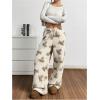 imageMakeMeChic Womens Fuzzy Pajama Pants Leopard Cheetah Print Teddy Cute Lounge PantsBeige Bear
