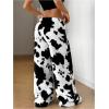 imageMakeMeChic Womens Fuzzy Pajama Pants Leopard Cheetah Print Teddy Cute Lounge PantsBlack White