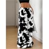 imageMakeMeChic Womens Fuzzy Pajama Pants Leopard Cheetah Print Teddy Cute Lounge PantsBlack White