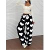 imageMakeMeChic Womens Fuzzy Pajama Pants Leopard Cheetah Print Teddy Cute Lounge PantsHeart Black