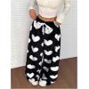 imageMakeMeChic Womens Fuzzy Pajama Pants Leopard Cheetah Print Teddy Cute Lounge PantsHeart Black
