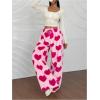 imageMakeMeChic Womens Fuzzy Pajama Pants Leopard Cheetah Print Teddy Cute Lounge PantsHeart Pink