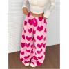 imageMakeMeChic Womens Fuzzy Pajama Pants Leopard Cheetah Print Teddy Cute Lounge PantsHeart Pink