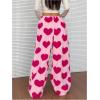 imageMakeMeChic Womens Fuzzy Pajama Pants Leopard Cheetah Print Teddy Cute Lounge PantsHeart Pink