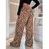 imageMakeMeChic Womens Fuzzy Pajama Pants Leopard Cheetah Print Teddy Cute Lounge PantsKhaki