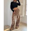imageMakeMeChic Womens Fuzzy Pajama Pants Leopard Cheetah Print Teddy Cute Lounge PantsKhaki