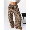 imageMakeMeChic Womens Fuzzy Pajama Pants Leopard Cheetah Print Teddy Cute Lounge PantsLeopard
