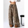 imageMakeMeChic Womens Fuzzy Pajama Pants Leopard Cheetah Print Teddy Cute Lounge PantsLeopard