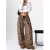 imageMakeMeChic Womens Fuzzy Pajama Pants Leopard Cheetah Print Teddy Cute Lounge PantsLeopard