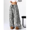imageMakeMeChic Womens Fuzzy Pajama Pants Leopard Cheetah Print Teddy Cute Lounge PantsLeopard Grey