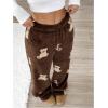 imageMakeMeChic Womens Fuzzy Pajama Pants Leopard Cheetah Print Teddy Cute Lounge PantsMocha Brown