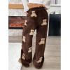 imageMakeMeChic Womens Fuzzy Pajama Pants Leopard Cheetah Print Teddy Cute Lounge PantsMocha Brown