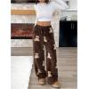 imageMakeMeChic Womens Fuzzy Pajama Pants Leopard Cheetah Print Teddy Cute Lounge PantsMocha Brown