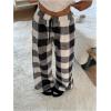 imageMakeMeChic Womens Fuzzy Pajama Pants Leopard Cheetah Print Teddy Cute Lounge PantsPlaid Black White