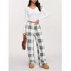 imageMakeMeChic Womens Fuzzy Pajama Pants Leopard Cheetah Print Teddy Cute Lounge PantsPlaid Grey