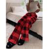 imageMakeMeChic Womens Fuzzy Pajama Pants Leopard Cheetah Print Teddy Cute Lounge PantsPlaid Red