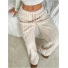 imageMakeMeChic Womens Fuzzy Pajama Pants Leopard Cheetah Print Teddy Cute Lounge PantsWhite