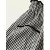 imageMakeMeChic Womens Gingham Straight Leg Long Pants Drawstring Paperbag Waist Loose Trousers with PocketsBlack and White