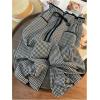 imageMakeMeChic Womens Gingham Straight Leg Long Pants Drawstring Paperbag Waist Loose Trousers with PocketsBlack and White