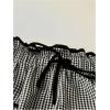 imageMakeMeChic Womens Gingham Straight Leg Long Pants Drawstring Paperbag Waist Loose Trousers with PocketsBlack and White