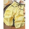 imageMakeMeChic Womens Gingham Straight Leg Long Pants Drawstring Paperbag Waist Loose Trousers with PocketsYellow