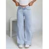 imageMakeMeChic Womens High Waist Denim Pants Bow Wide Leg Baggy Y2K Jeans Trousers with PocketLight Wash